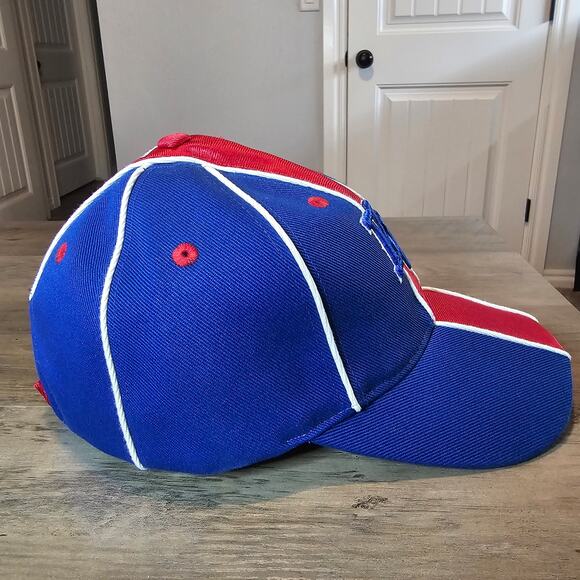 Vintage Kansas University Jayhawks Strapback Hat Cap 90s KU Blue Striped Retro - Picture 5 of 8